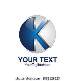 Initial letter K logo template colored blue grey circle sphere design for business and company identity