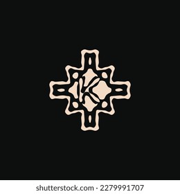 Anfangsbuchstaben K Logo. einzigartiges ethnisches Schmuckstück