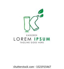Initial letter K logo vector design template with white background and shades of green color. Can be used for company logo or symbol