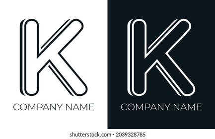 Initial letter k logo vector design template. Creative modern trendy k typography and black colors.