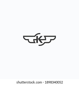 Initial letter K logo and wings symbol. Wings design element, initial Letter K logo Icon, Initial Logo Template