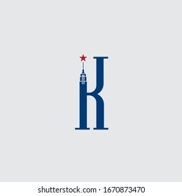 Logo de la letra inicial K.nuevo diseño del logo de la ciudad de York, logotipo de la letra Empire State Building