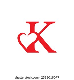 initial letter k with love valentine day