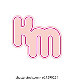 initial letter k and m. km monogram outline logo