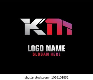 Initial letter K M logo template vector