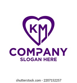 Letra inicial k m logo diseño vectorial