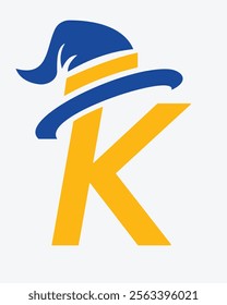 Initial Letter K Magic Hat Logo Design Concept For Magic Fantasy Symbol