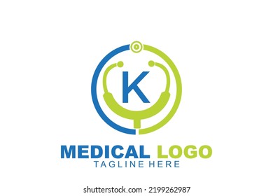 logotipo médico inicial de la letra K