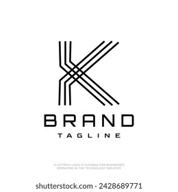Letra inicial K moderna tecnología logo diseño plantilla vector ilustración