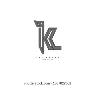 Initial Letter K Monogram Linear Overlap Stripes Logotype