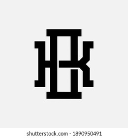 Initial letter K, O, KO or OK overlapping, interlock, monogram logo, black color on white background