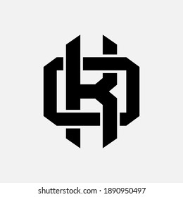 Initial letter K, O, KO or OK overlapping, interlock, monogram logo, black color on white background