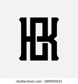 Initial letter K, O, KO or OK overlapping, interlock, monogram logo, black color on white background