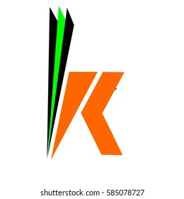 initial letter K orange color logo vector