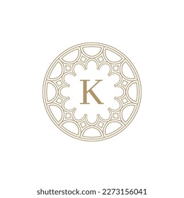 initial letter K ornamental emblem frame circle pattern logo