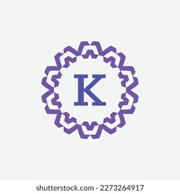 letra inicial K ornamental moderno logotipo del emblema del marco de círculo