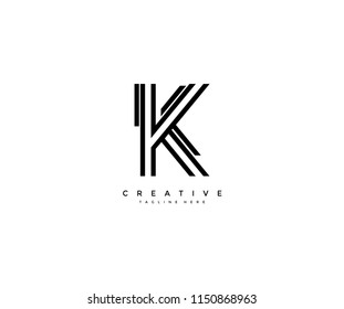 Initial Letter K Outline Monogram Minimalist Logotype