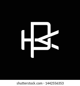 Initial letter K and P, KP, PK, overlapping interlock monogram logo, white color on black background