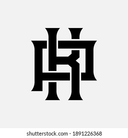 Initial letter K, P, KP or PK overlapping, interlock, monogram logo, black color on white background