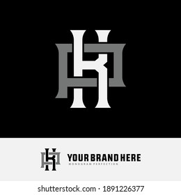 Anfangsbuchstaben K, P, KP oder PK, überlappend, interlock, Monogramm-Logo, weiße und graue Farbe auf schwarzem Hintergrund