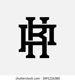 Initial letter K, P, KP or PK overlapping, interlock, monogram logo, black color on white background