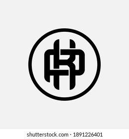 Initial letter K, P, KP or PK overlapping, interlock, monogram logo, black color on white background