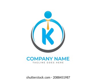 letra inicial K Personas, logotipo humano. Ilustraciones del vector de logotipos de hombres de negocios. Diseño de logotipo vectorial para empresas de consultoría y negocios.