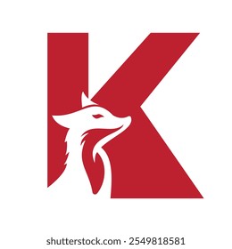 Concepto inicial del diseño del logotipo del animal doméstico de la letra K con la Plantilla del Vector del símbolo del perro