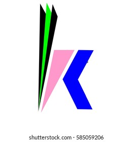 initial letter K pink and blue color logo vector