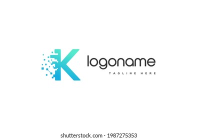 Initial Letter K pixel digital technology logo
