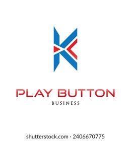 Initial Letter K Play Button Icon Logo Design Template