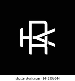 Initial letter K and R, KR, RK, overlapping interlock monogram logo, white color on black background