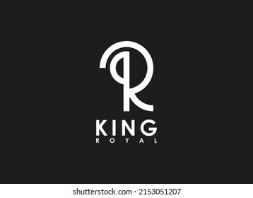 Initial Letter K and R Logo. Geometric Shape Letter KR RK Linear Style Isolated on Black Background. Usable for Business and Branding Logos. Flat Vector Design Template Element. 