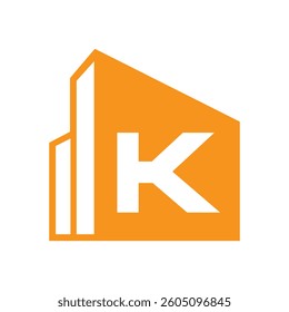 Initial Letter K Real Estate Logo Concept With City Building Symbol Vector Template
