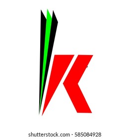initial letter K red color logo vector