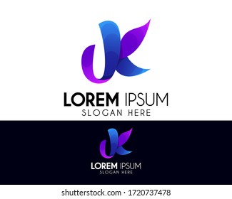 Initial letter K ribbon logo design. Premium gift icon