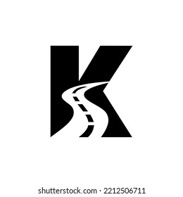 Initial Letter K Road Logo For Travel And Transportation Sign Vector Template