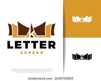 Initial Letter K Roof of Padang House Icon Illustration Design