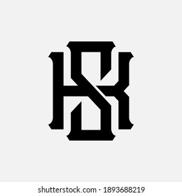 Initial letter K, S, KS or SK overlapping, interlock, monogram logo, black color on white background