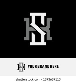 Anfangsbuchstaben K, S, KS oder SK, überlappend, interlock, Monogramm-Logo, weiße und graue Farbe auf schwarzem Hintergrund