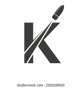 Initial Letter K Shot Bullet Logo Vector Template Concept For Defense Logotype
