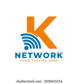 Initial Letter K with Signal Sign Logo Branding Identity Logo Design Template