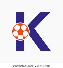 Initial Letter K Soccer Logo. Football Logo Design Vector Template