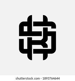 Initial letter K, S,or SK overlapping, interlock, monogram logo, black color on white background