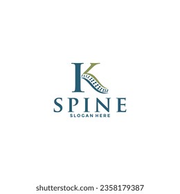 letra inicial K y vector de logotipo de columna, plantilla de icono de diseño de logotipo quiropráctico