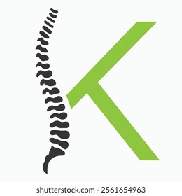 Initial Letter K Spine Logo Concept For Chiropractic Logo Design, Medical Physiotherapy Symbol