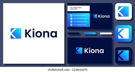 Letra inicial K cuadrado color simple abstracto diseño de logotipo de vectores de monograma con tarjeta de visita