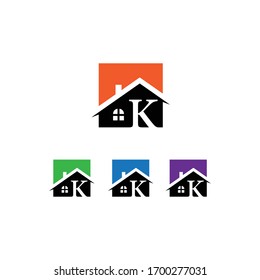 initial letter k square real estate logo