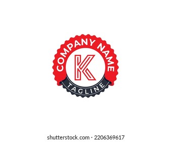 initial Letter K Stamp Badge Logo Concept sign icon symbol Design Element. Minimal Logotype. Vector illustration template