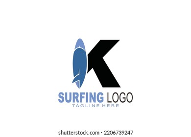 initial Letter K surfing logo